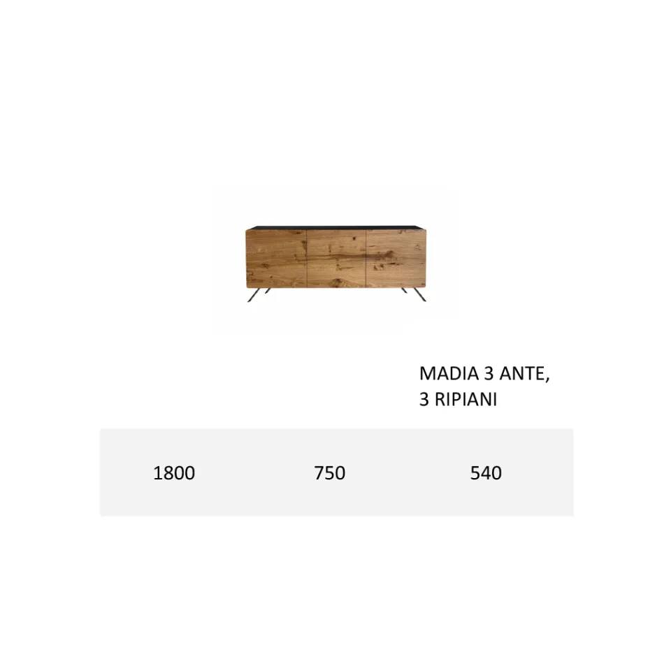 Vardagsrumsskänk i Mdf och massivt trä 2 eller 3 dörrar Made in Italy - Chamber Viadurini