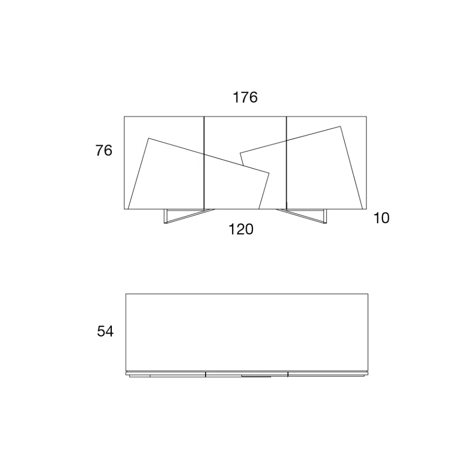 Vardagsrumsskänk i lackad Mdf 3 dörrar med keramiska insatser - Imperio Viadurini