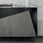 Vardagsrumsskänk i lackad Mdf 3 dörrar med keramiska insatser - Imperio Viadurini