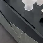 Vardagsrumsskänk i lackad Mdf 3 dörrar med keramiska insatser - Imperio Viadurini