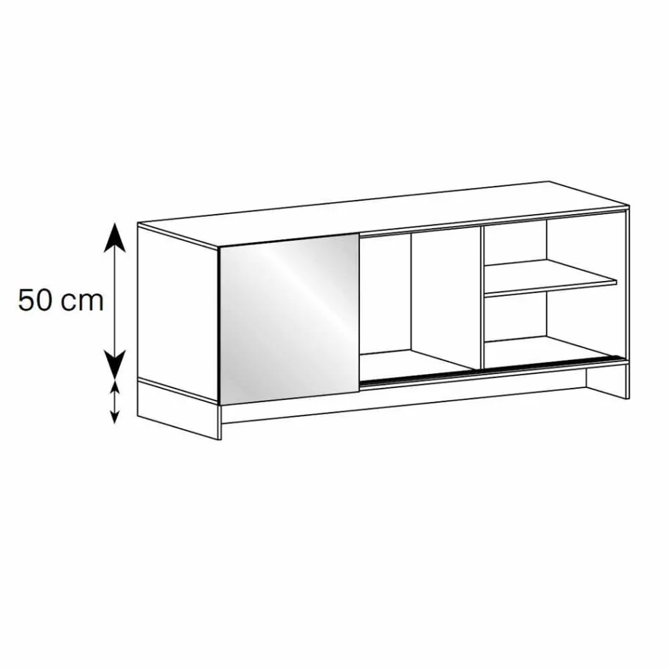 Rökt glas vardagsrumsbord med bronsspegeldörr tillverkad i Italien - dumt Viadurini