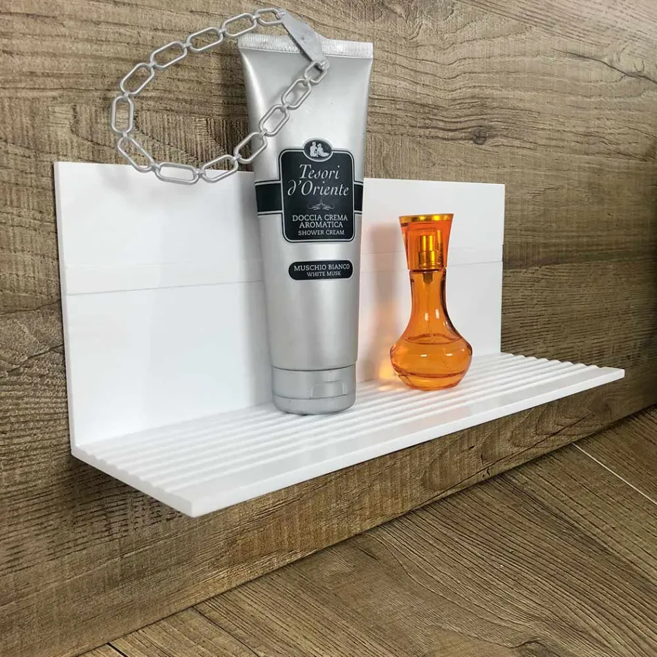 Vit Corian vägghylla L 35 eller L 60 cm Tillverkad i Italien Kvalitet - Elono Viadurini