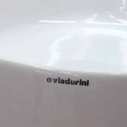 Hylla med integrerad tvättställ i glansig vit keramik tillverkad i Italien - Uber Viadurini
