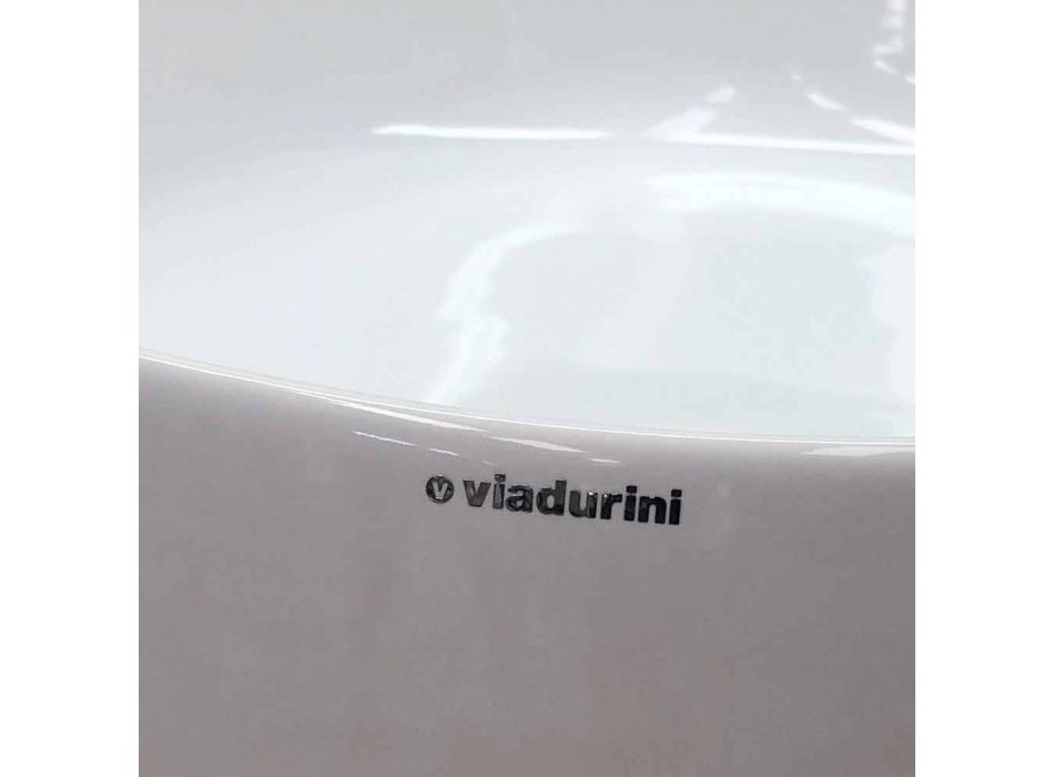 Hylla med integrerad tvättställ i färgad keramik tillverkad i Italien - Uber Viadurini