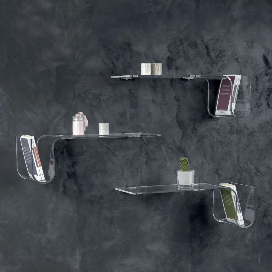Designhylla i transparent akrylkristall Tillverkad i Italien - Teride Viadurini