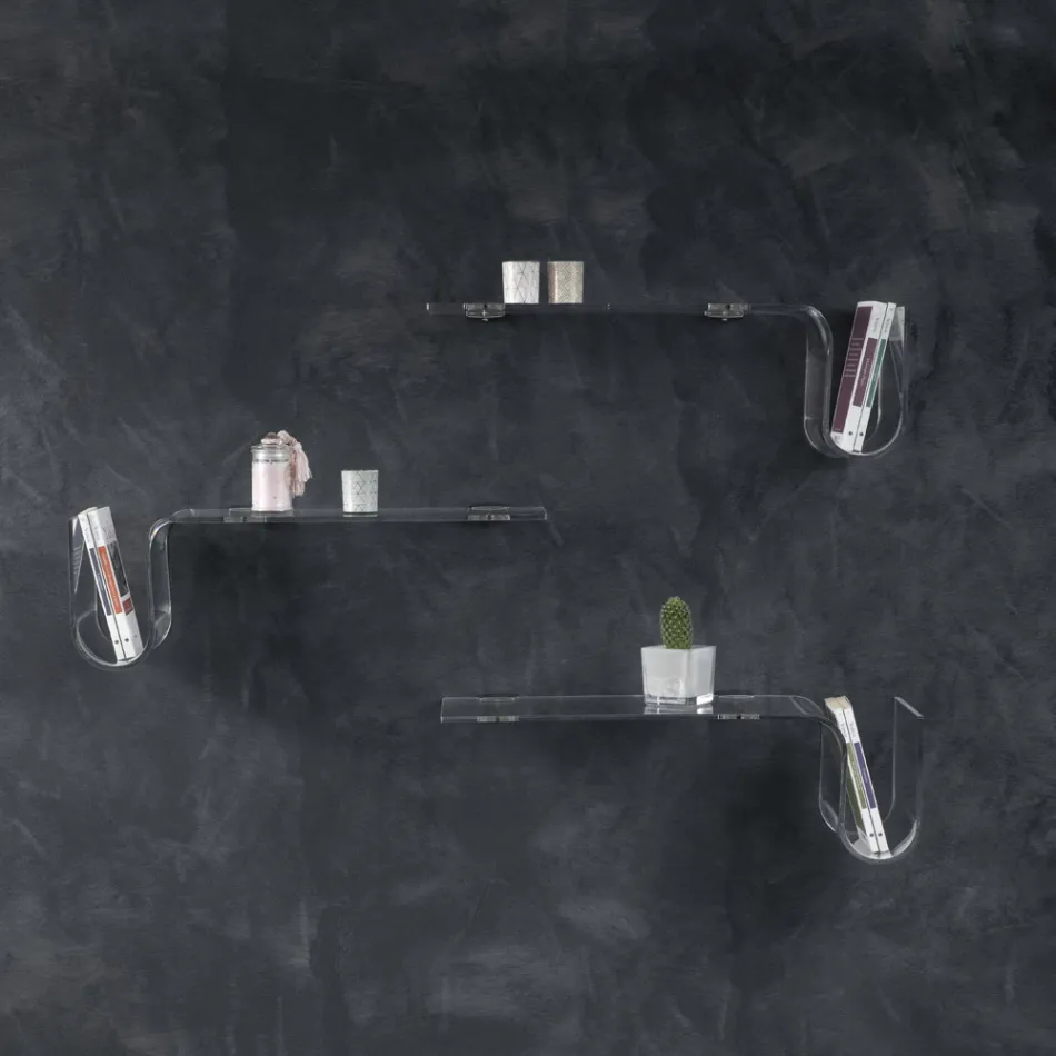 Designhylla i transparent akrylkristall Tillverkad i Italien - Teride Viadurini