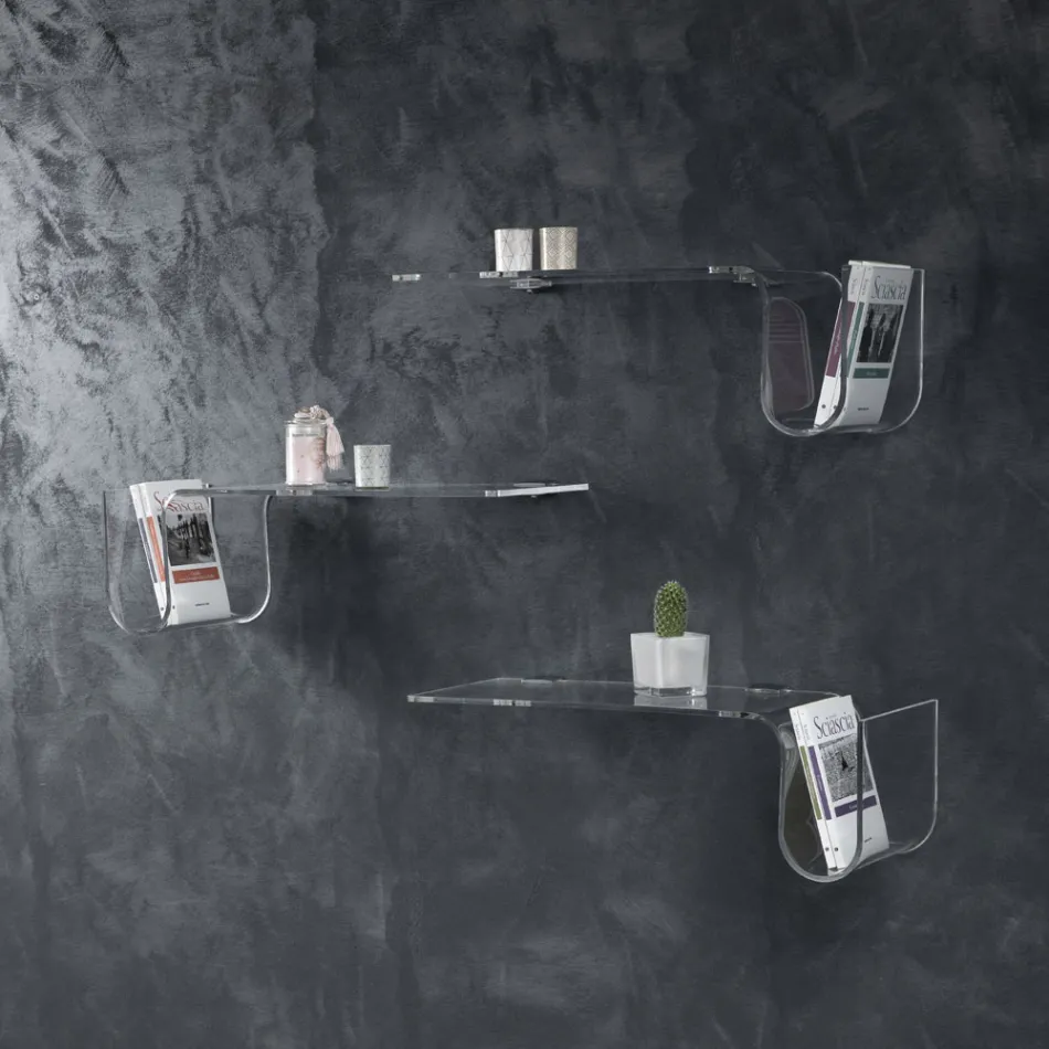 Designhylla i transparent akrylkristall Tillverkad i Italien - Teride Viadurini