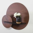 Modulär modern hylla i valnöt och svartlackerad plywood - Amena Viadurini