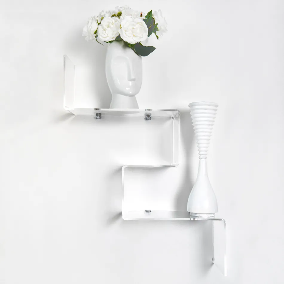 Transparent plexiglas objekthylla tillverkad i Italien - Mufasa Viadurini