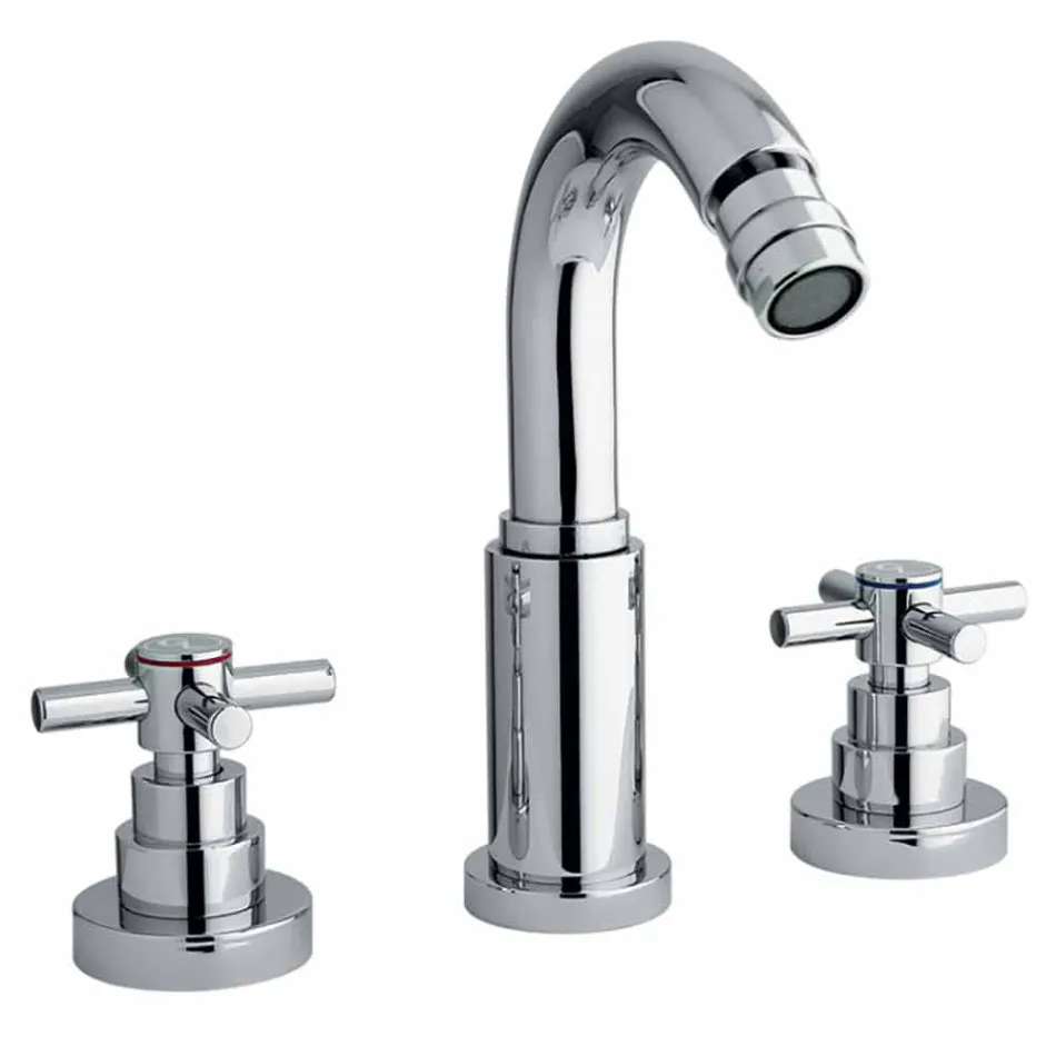 Klassisk 3-hålsblandare i förkromad mässing tillverkad i Italien - Zumbo Viadurini