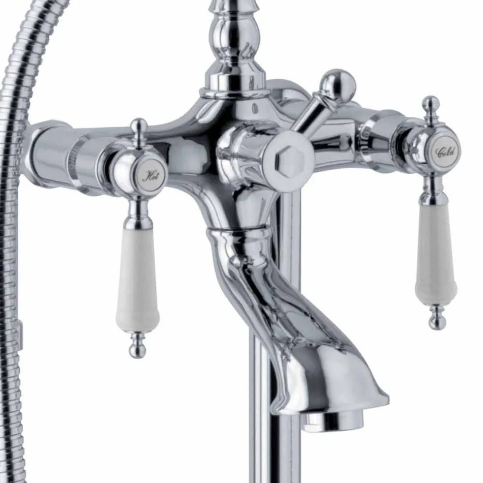 Kolonnblandare för badkar med dusch i mässing Tillverkad i Italien - Shelly Viadurini