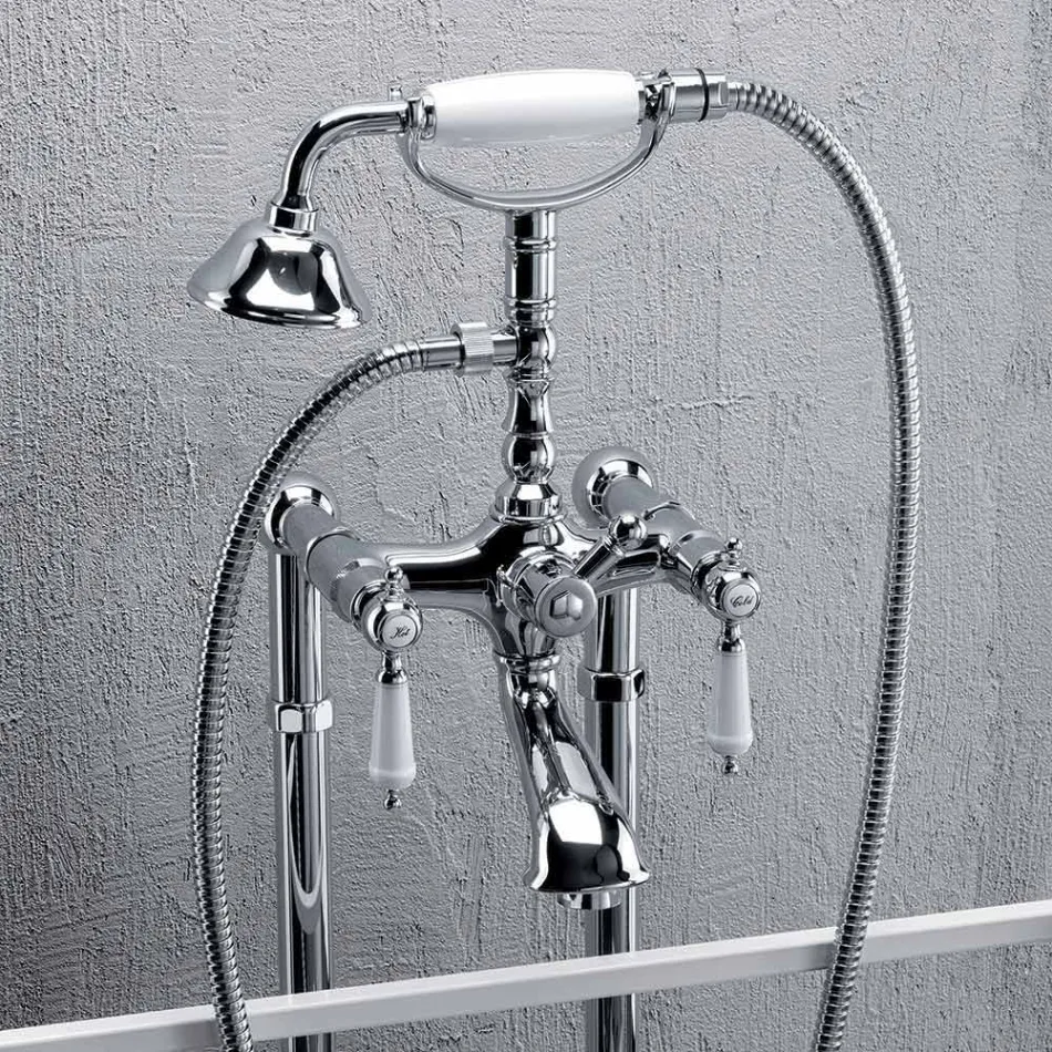 Kolonnblandare för badkar med dusch i mässing Tillverkad i Italien - Shelly Viadurini