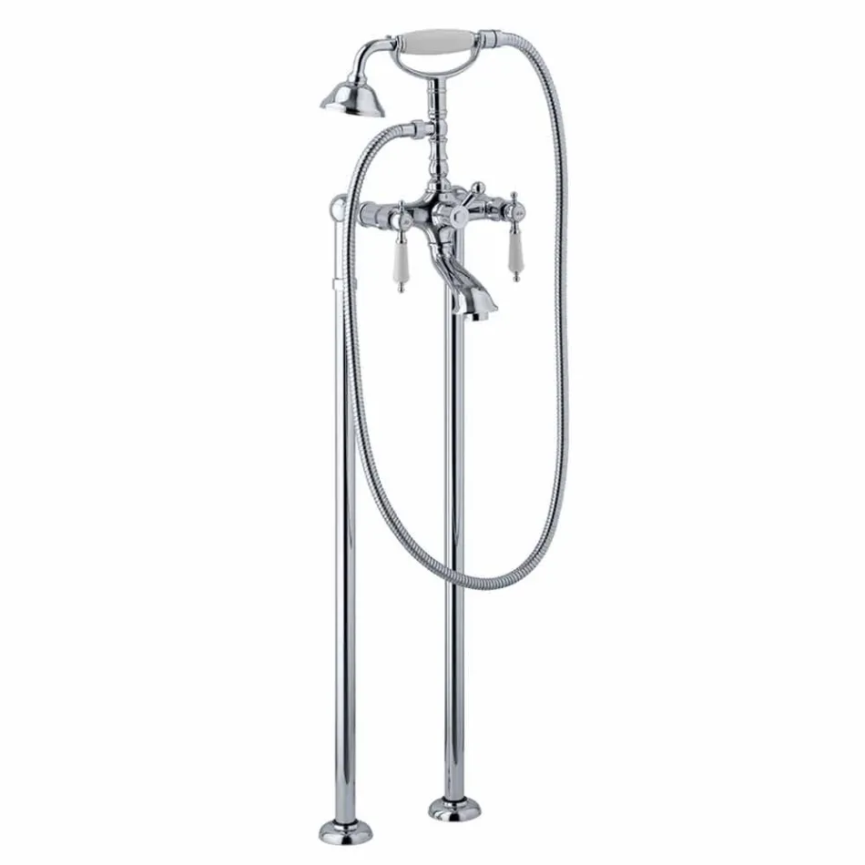 Kolonnblandare för badkar med dusch i mässing Tillverkad i Italien - Shelly Viadurini