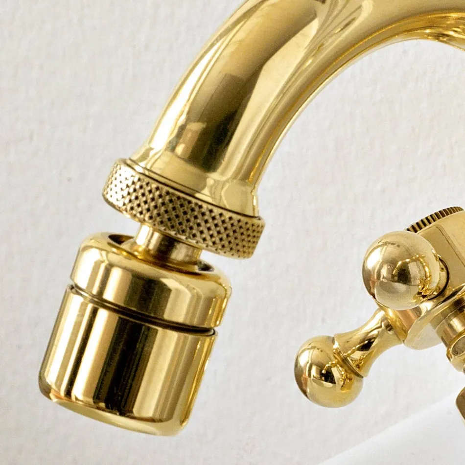 Vintage Style Single Hole Bidé Mixer i Mässing Tillverkad i Italien - Ursula Viadurini