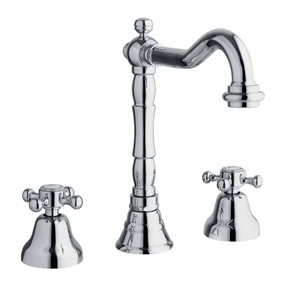 Klassisk 3-hålsblandare för handfat i mässing Made in Italy - Lisca Viadurini