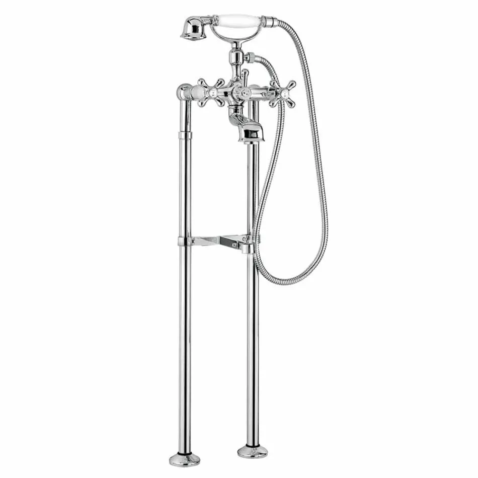 Klassisk mixer för golvbadkar i mässing Made in Italy - Panico Viadurini