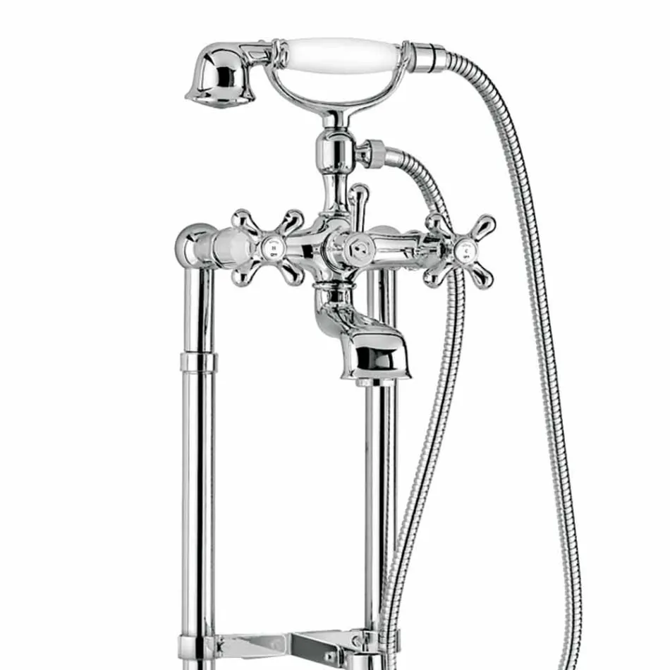 Klassisk mixer för golvbadkar i mässing Made in Italy - Panico Viadurini