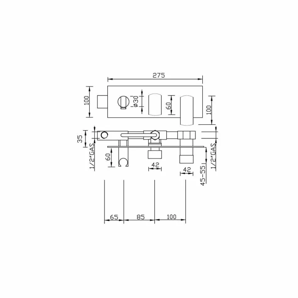 Modern inbyggd duschblandare i mässing tillverkad i Italien - Sika Viadurini