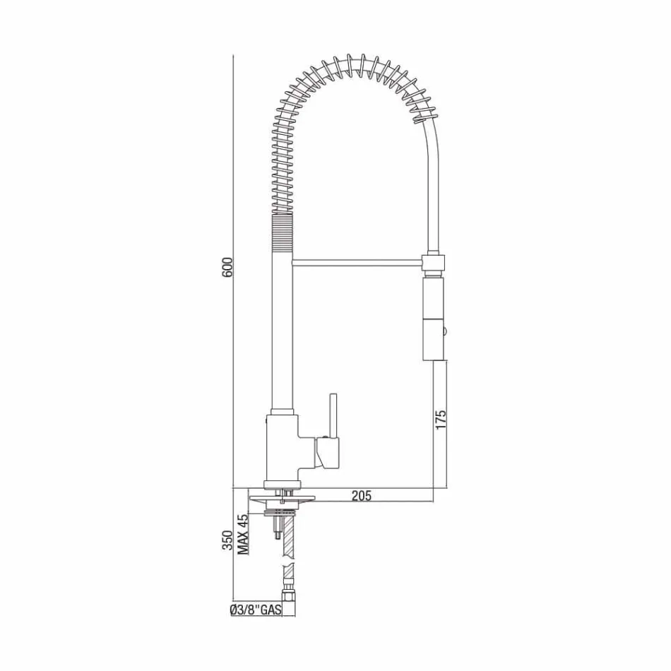 Justerbar köksblandare i mässing med fjäder tillverkad i Italien - Keope Viadurini
