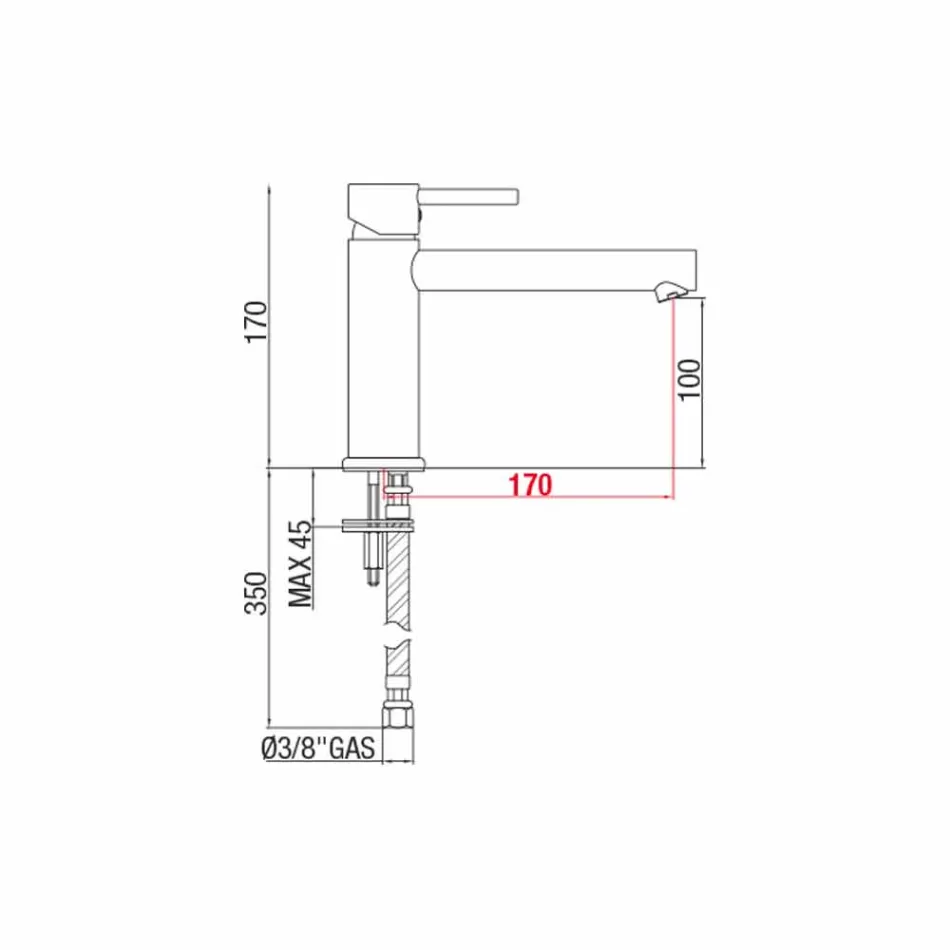 Handfatblandare i mässing med pip 170 mm mittavstånd Tillverkad i Italien - Ermia Viadurini
