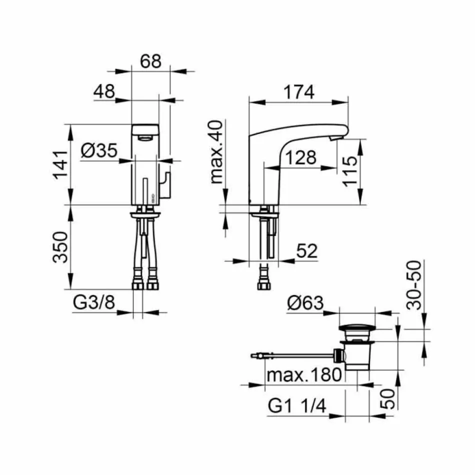 Modern tvättställsblandare med infraröd sensor i förkromad metall - Gonzo Viadurini