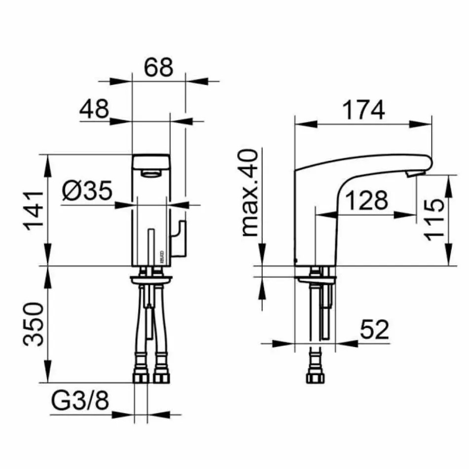 Modern tvättställsblandare med infraröd sensor i förkromad metall - Gonzo Viadurini