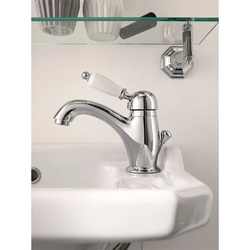 Klassisk stil handgjord handfatblandare i mässing med spak - Noriana Viadurini