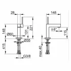Modernt tvättställsblandare i kromfinishmetall - Girino Viadurini