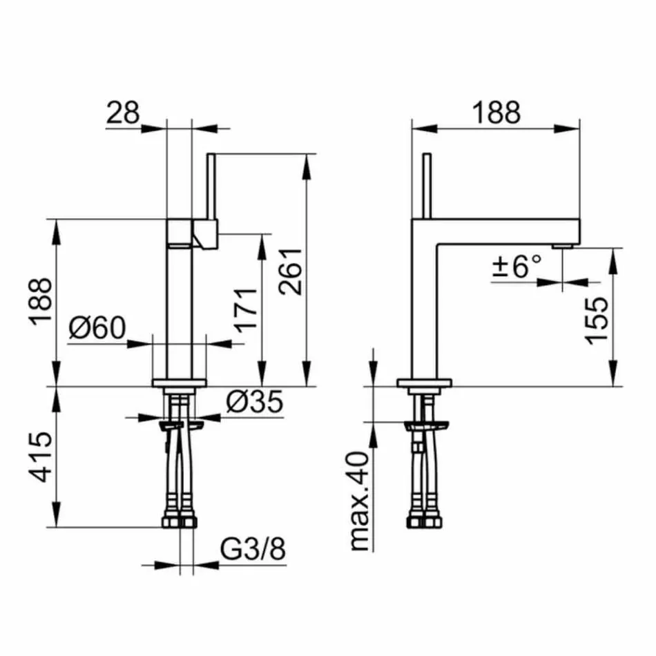 Modernt tvättställsblandare i kromfinishmetall - Girino Viadurini