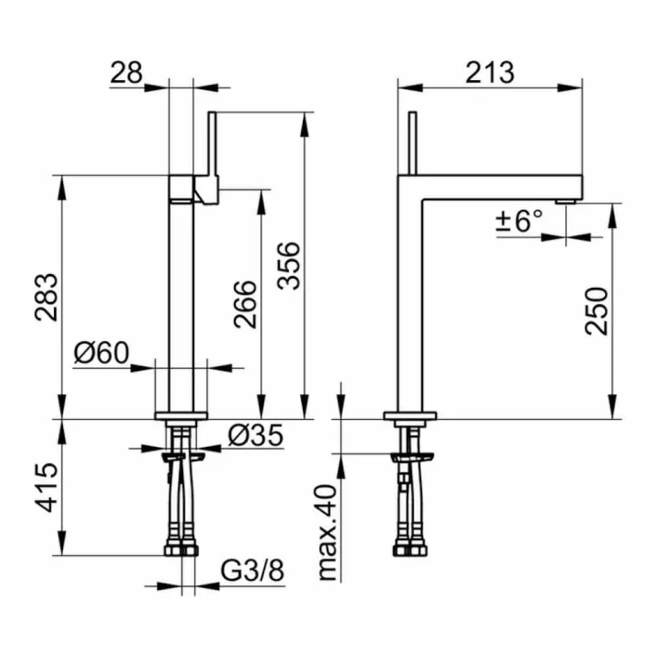Modernt tvättställsblandare i kromfinishmetall - Girino Viadurini