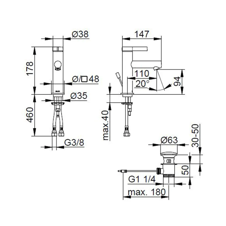 Engrepps tvättställsblandare Klassisk design Krom Mässing - Artemisia Viadurini