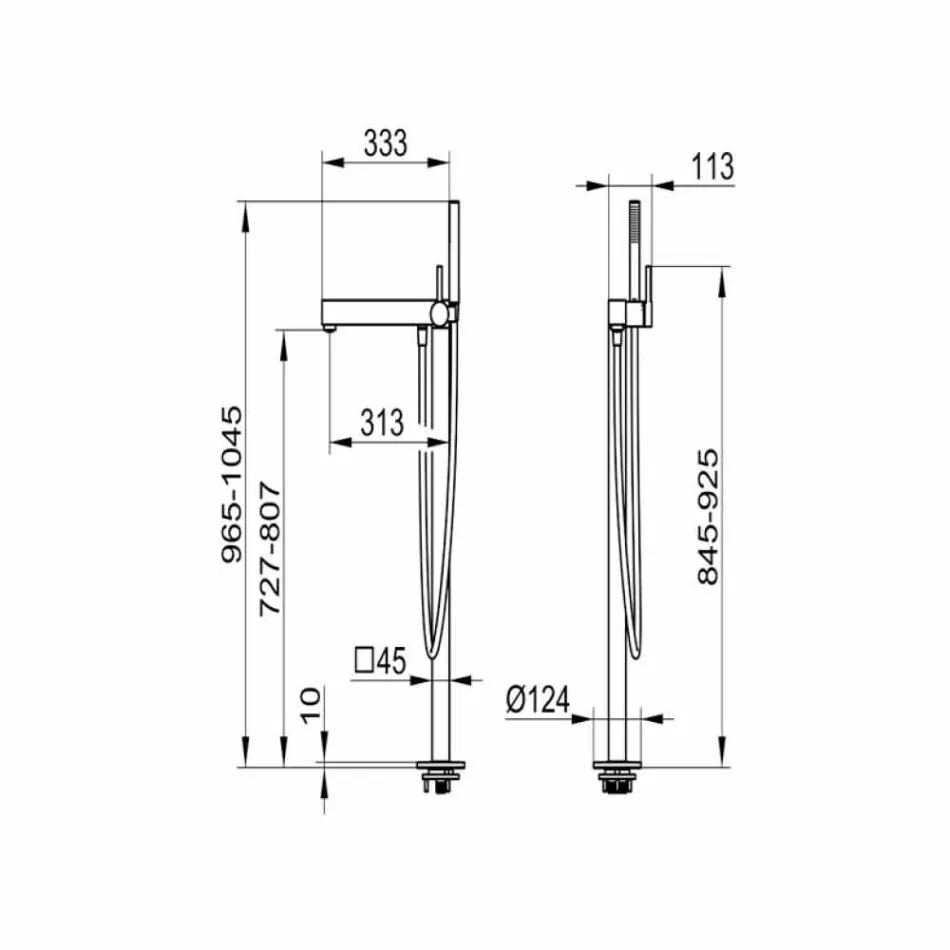 Modern 1-greppsblandare för badkar i förkromad metall - Girino Viadurini