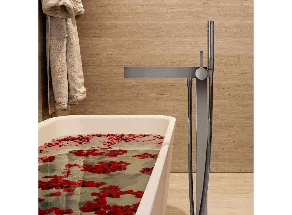 Modern 1-greppsblandare för badkar i förkromad metall - Girino Viadurini