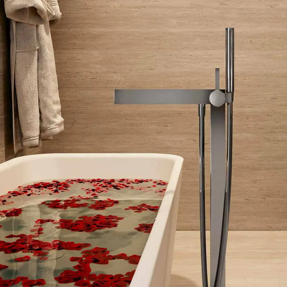 Modern 1-greppsblandare för badkar i förkromad metall - Girino Viadurini