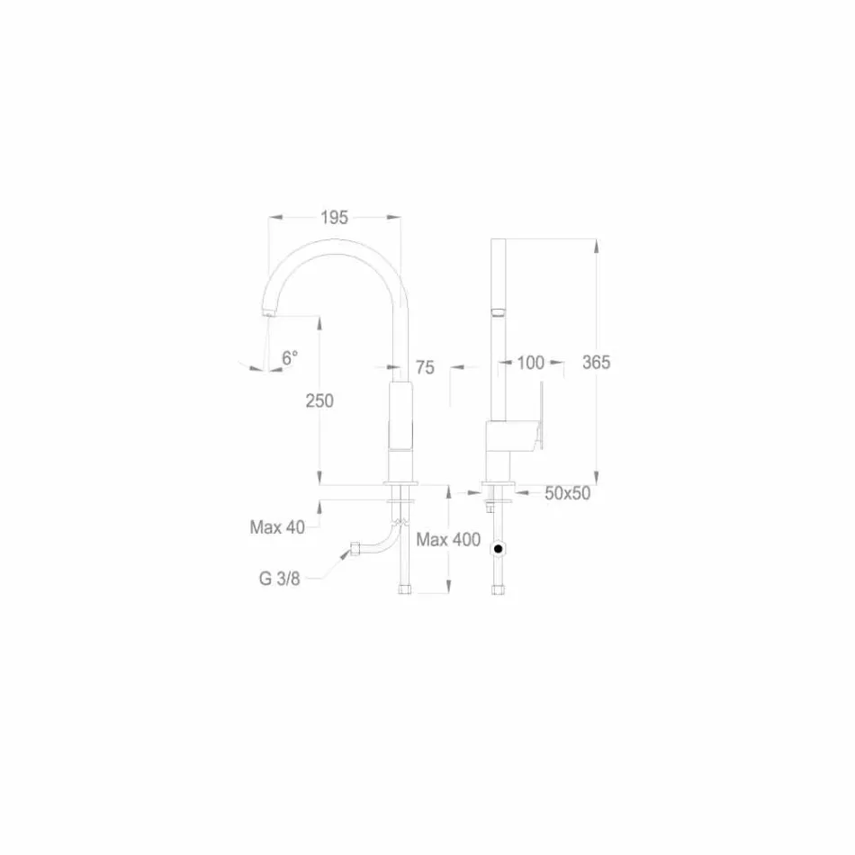 Made in Italy Design 1-greps köksblandare - Bonsu Viadurini