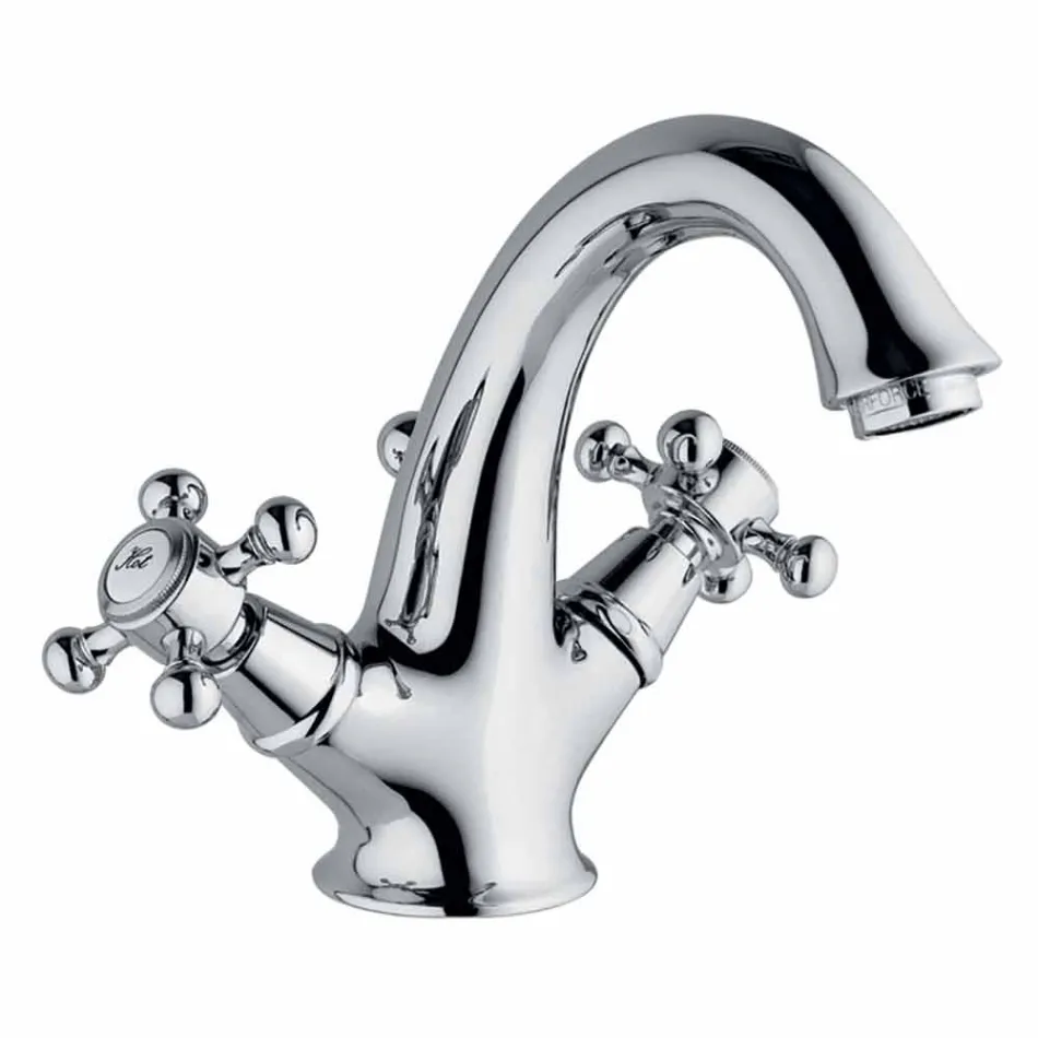 Hög enkelhålsblandare för handfat i mässing tillverkad i Italien - Lisca Viadurini