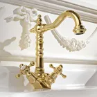 Vintage design enhåls handfatsblandare i mässing Tillverkad i Italien - Ursula Viadurini