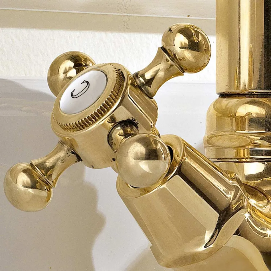 Vintage design enhåls handfatsblandare i mässing Tillverkad i Italien - Ursula Viadurini