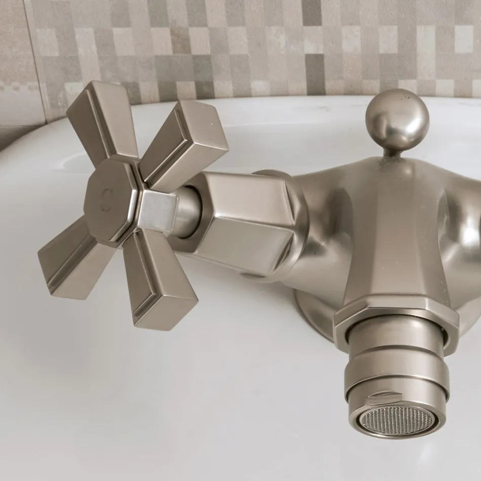 Enkelhåls bidéblandare i mässing, vintagestil tillverkad i Italien - Silvana Viadurini