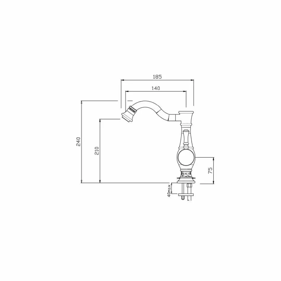 Bidéblandare med hög vridbar pip Tillverkad i Italien - Neno Viadurini
