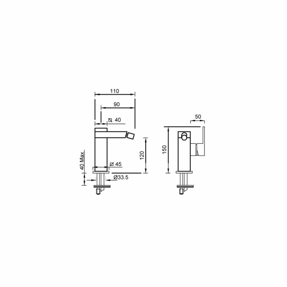 Sidohandtag Bidéblandare utan avlopp Tillverkad i Italien - Panela Viadurini