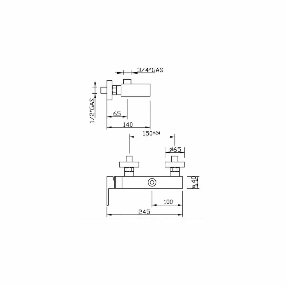 Duschblandare med kolonnanslutning Tillverkad i Italien - Panela Viadurini