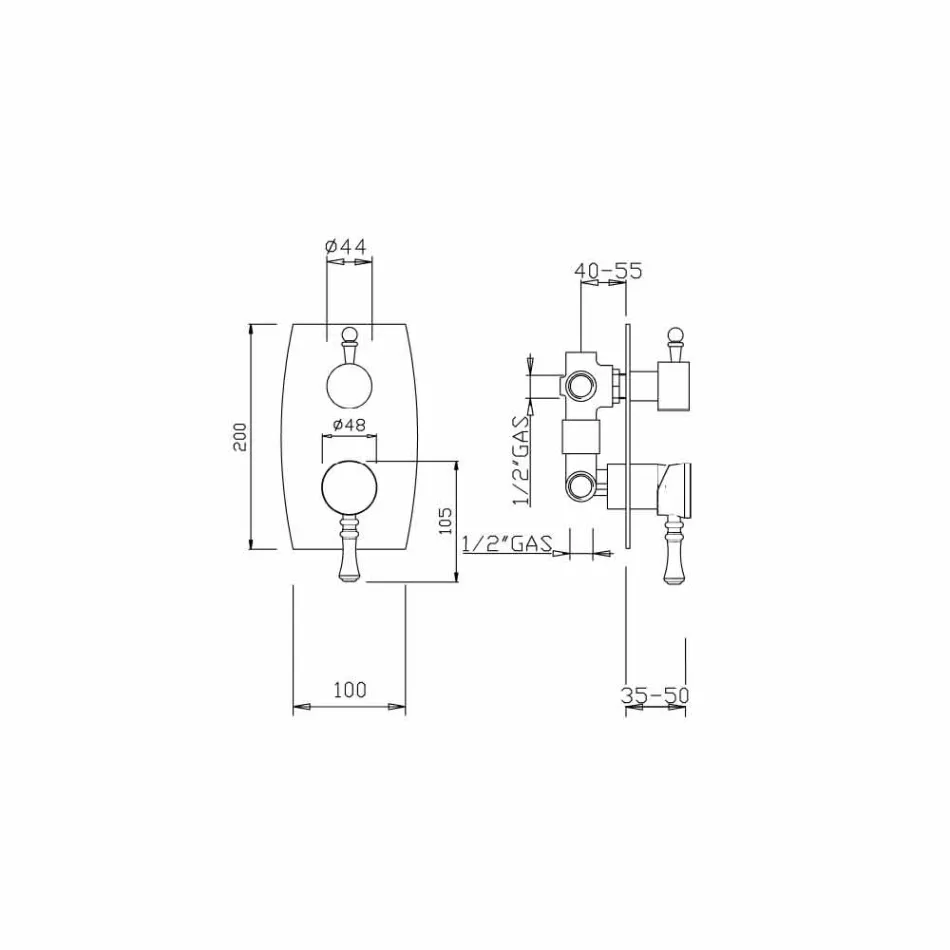 Duschblandare med 3-vägs avledare Made in Italy - Neno Viadurini