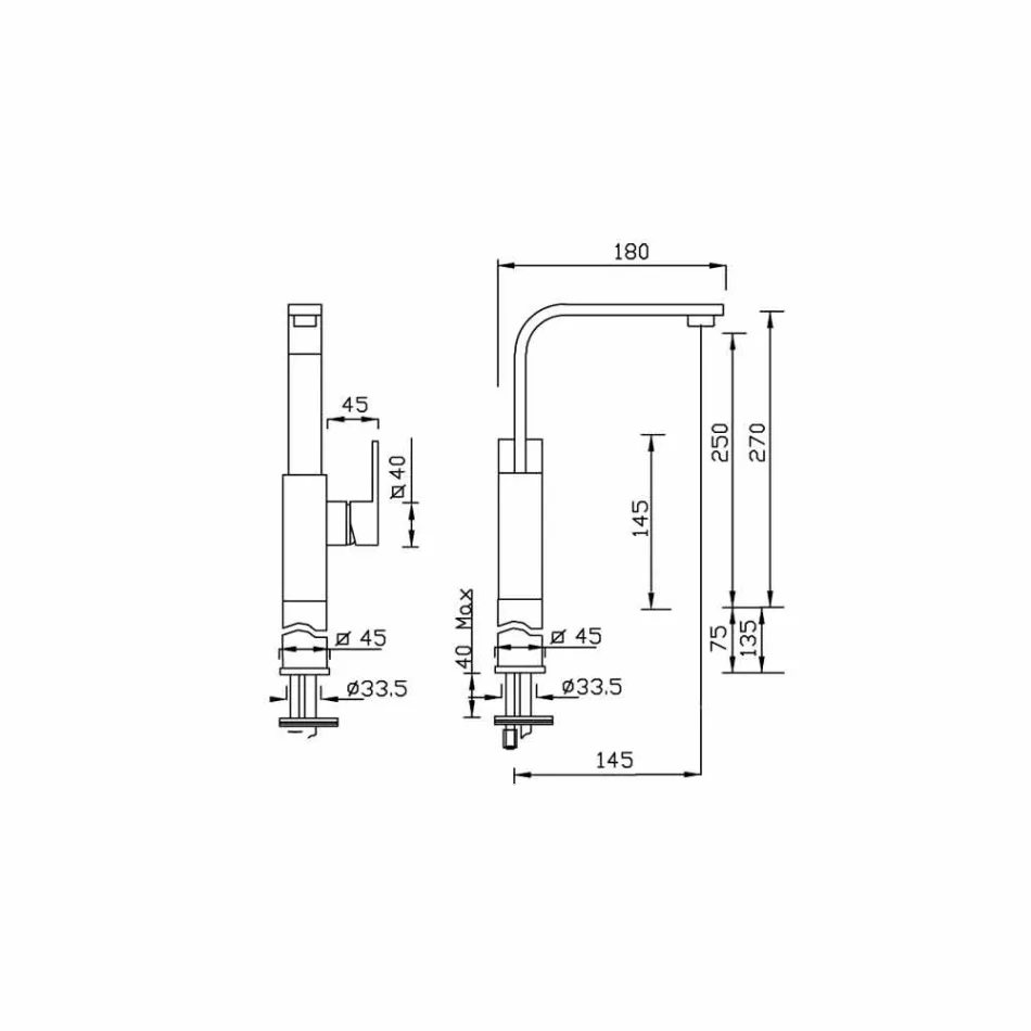 Blandare för handfat med hög förlängning 7cm Tillverkad i Italien - Panela Viadurini