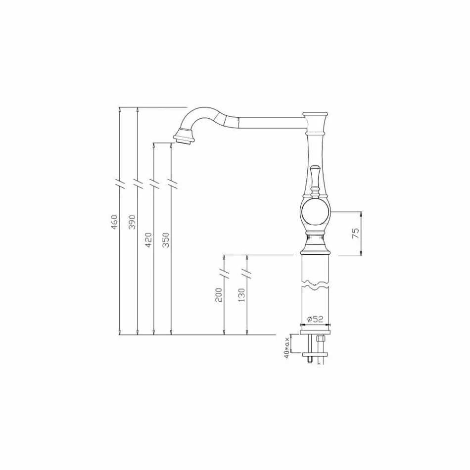 High Barrel Tvättställsblandare 13 cm Extension Tillverkad i Italien - Neno Viadurini
