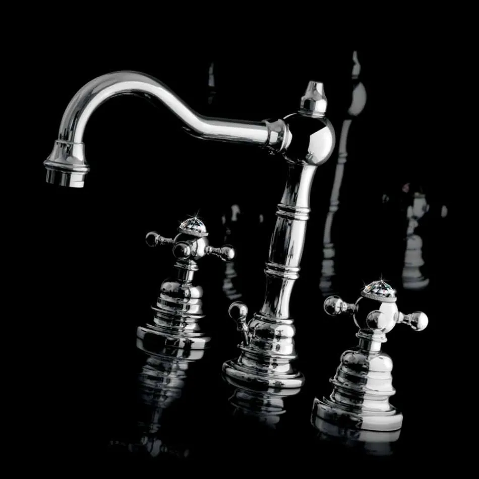 Modern mässing med tre håls handfatblandare tillverkad i Italien - Binsu Viadurini