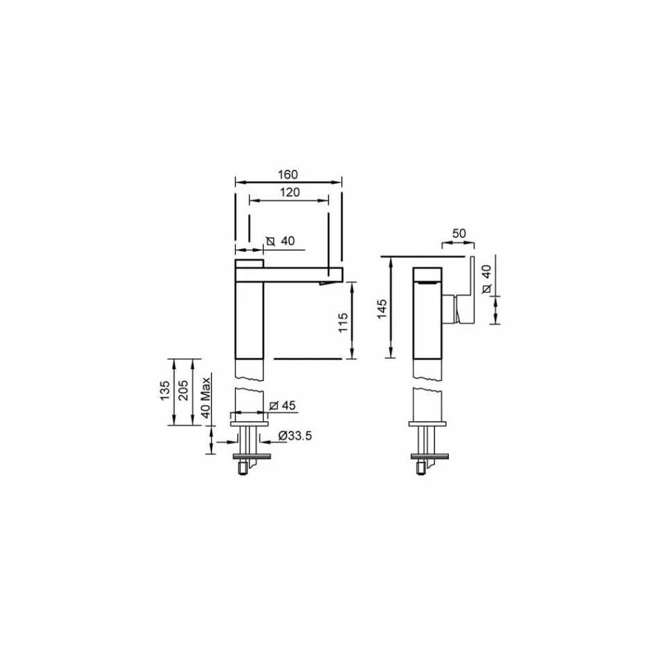 Tillverkad i Italien Design Handfatblandare med sidospak - Panela Viadurini
