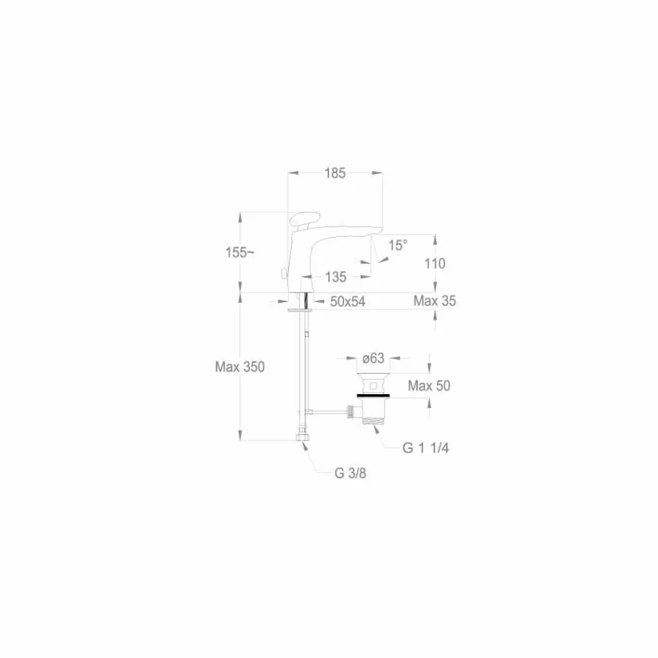 Modern handfatblandare i mässing tillverkad i Italien - Besugo Viadurini