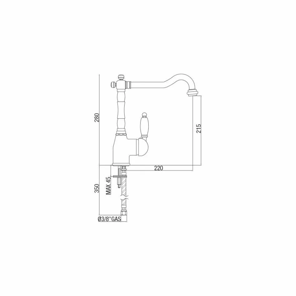 Klassisk design mässingsblandare för handfat Tillverkad i Italien - Carmel Viadurini