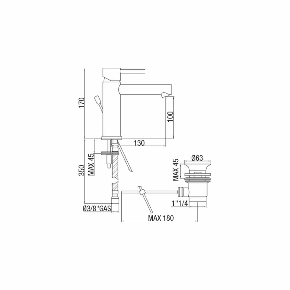 Mässingsblandare Kromfinish Tillverkad i Italien - Ermia Viadurini